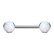 Threadless Barbell silber Scheibe front mit Opal weiss
