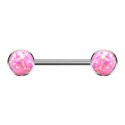 Threadless Barbell silber Scheibe front mit Opal pink