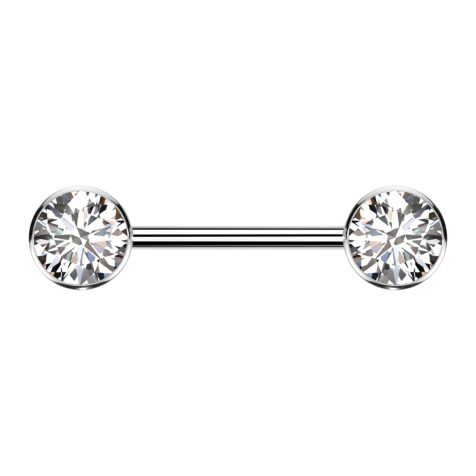 Disque argenté sans filetage Barbell à lavant avec cristal argenté