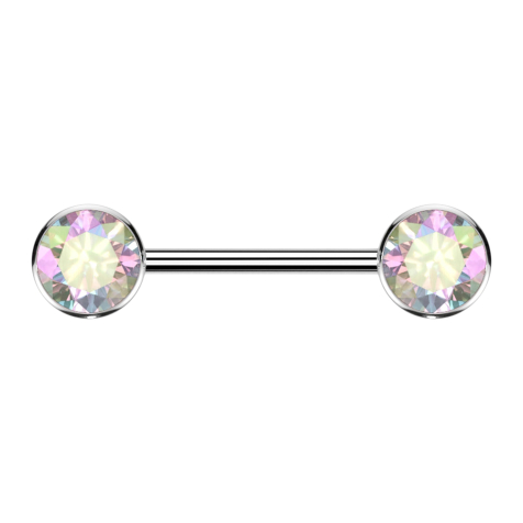 Threadless Barbell argento disco frontale con cristallo multicolore