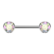Threadless barbell silver disc front with multicolor crystal