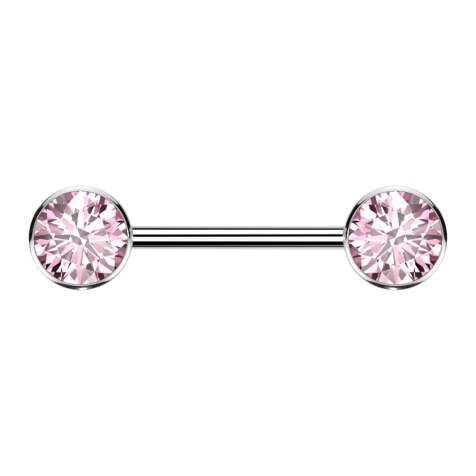 Threadless barbell silver disc front with crystal pink