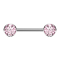 Threadless barbell silver disc front with crystal pink