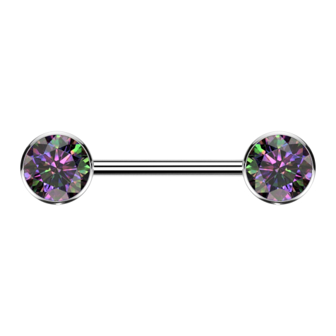 Threadless Barbell argento disco frontale con cristallo scuro multicolore