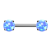 Threadless Barbell argent avant avec opale bleue sertie