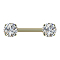 Threadless Barbell doré front avec cristal serti dargent