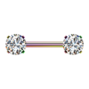 Threadless Barbell colored front with crystal silver set
