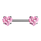 Threadless Barbell argent front avec cœur cristal rose serti