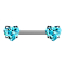 Threadless Barbell argent front avec cœur cristal aqua serti