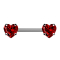 Threadless Barbell argent front avec cœur cristal rouge serti