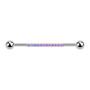 Barbell argent avec deux boules douze opales violettes