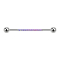Barbell argent avec deux boules douze opales violettes
