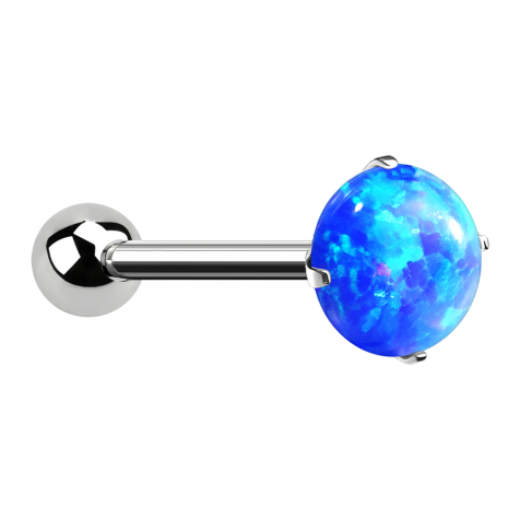 Micro Threadless Barbell argento con sfera e opale blu incastonato