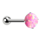 Barbell micro sans filetage argenté avec boule et opale rose sertie