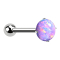 Micro threadless barbell in silver with ball and violet opal setting