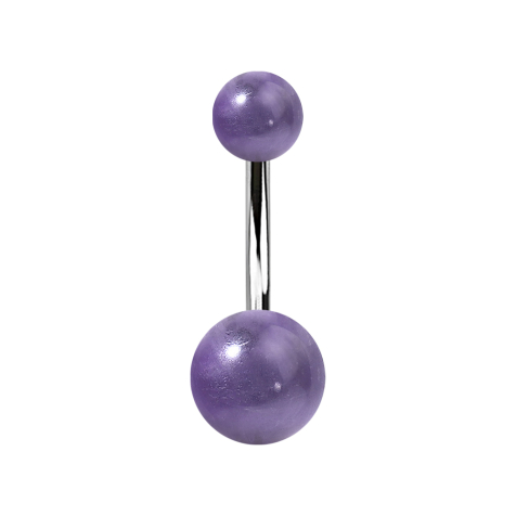 Banana silver with two spheres of amethyst stone