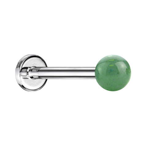 Micro Labret silber mit Kugel Jade Stein