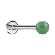 Micro Labret silber mit Kugel Jade Stein