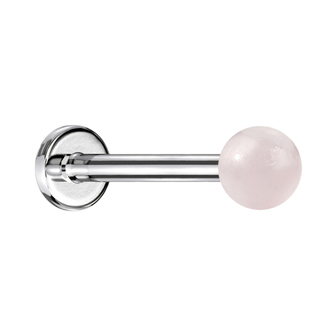 Micro labret argenté avec boule de quartz rose