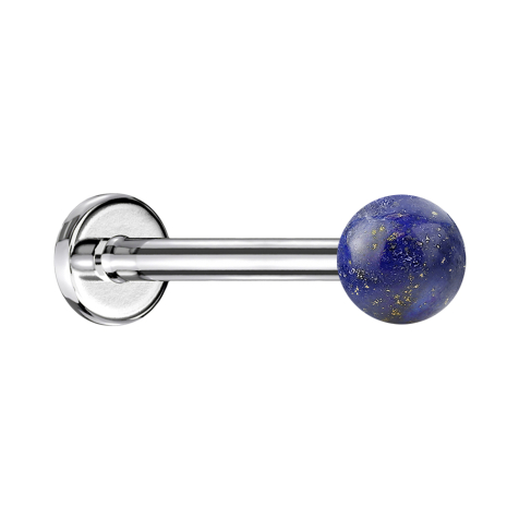 Micro Labret argenté avec pierre de sodalite sphérique