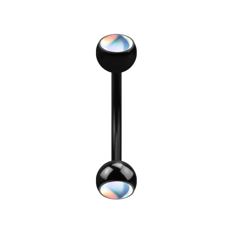 Micro banana black with two balls iridescent white