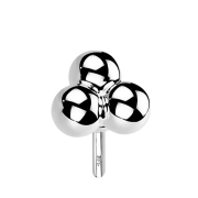 Threadless three balls 14k white gold