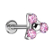 Micro Threadless Labret argento triangolo tre cristalli rosa