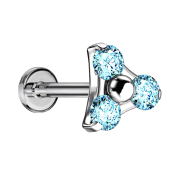 Micro Threadless Labret argento triangolo tre cristalli...