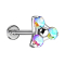 Micro Threadless Labret silver triangle three crystals multicolor