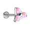 Micro Threadless Labret silber Dreieck drei Opale pink