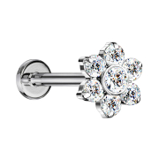Micro Threadless Labret silber Blume Kristalle silber