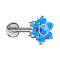 Micro Threadless Labret Silver Flower Opal Blue