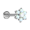 Micro Threadless Labret silber Blume Opale weiss