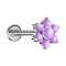Micro Threadless Labret silber Blume Opale violett