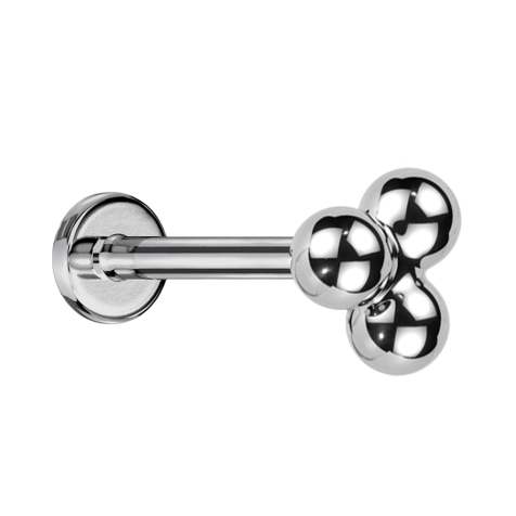 Micro Labret sans filetage argent trois boules