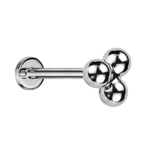 Micro Labret sans filetage argent trois boules