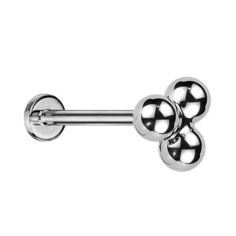 Micro Labret sans filetage argent trois boules