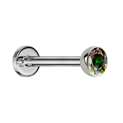 Micro Threadless Labret argento semisferico con cristallo multicolore scuro