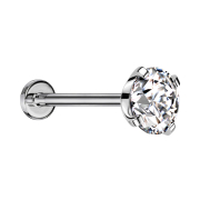 Labret Micro Threadless argent avec cristal serti argent