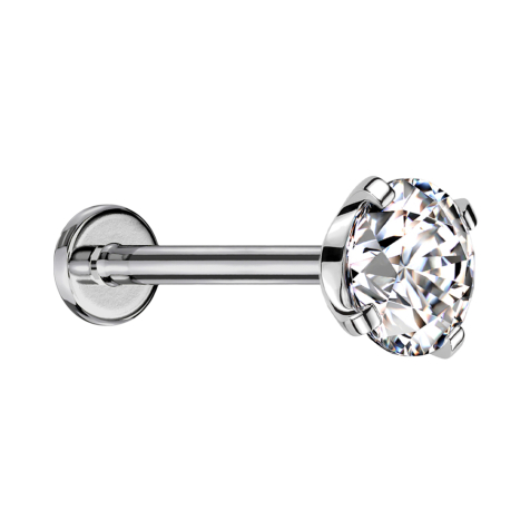 Labret Micro Threadless argent avec cristal serti argent