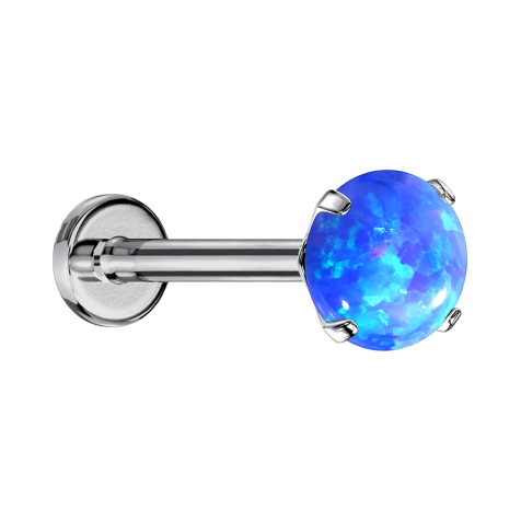 Micro labret sans filetage argent opale bleue sertie