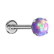 Micro Labret sans filetage argent opale violette sertie