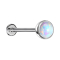 Micro Threadless Labret silber Halbkugel mit Opal weiss