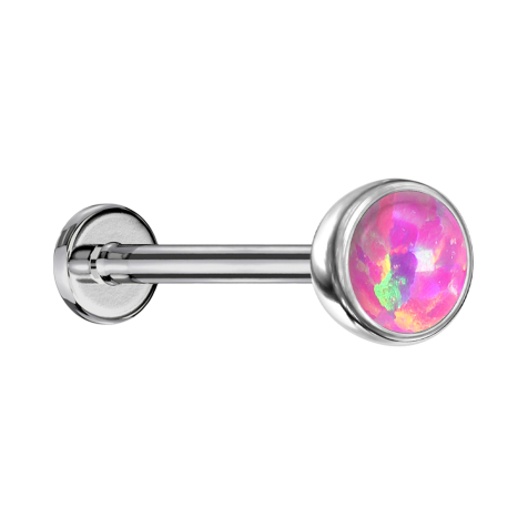 Micro Labret sans filetage argent demi-sphère avec opale rose