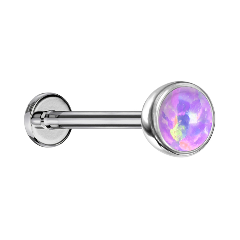 Micro Labret sans filetage argent demi-sphère avec opale violette
