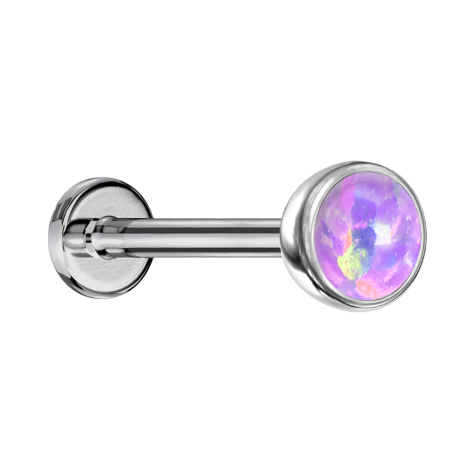Micro Labret sans filetage argent demi-sphère avec opale violette