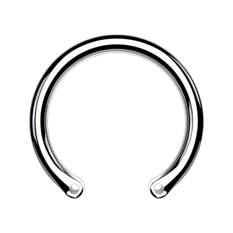 Barre circulaire argentée avec deux trous filetés de 0,8 mm