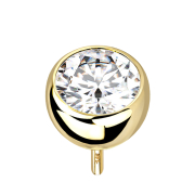 Threadless Halbkugel 14k gold mit Kristall silber