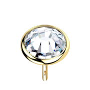 Disque Threadless en or 14k avec cristal argenté