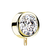 Threadless disque dor 14k avant avec cristal argenté